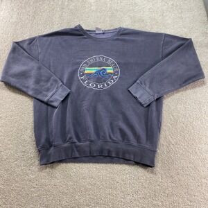 Vintage New Smyrna Beach Florida Sweatshirt Mens 2XL Blue‎ Embroidered Wave Logo